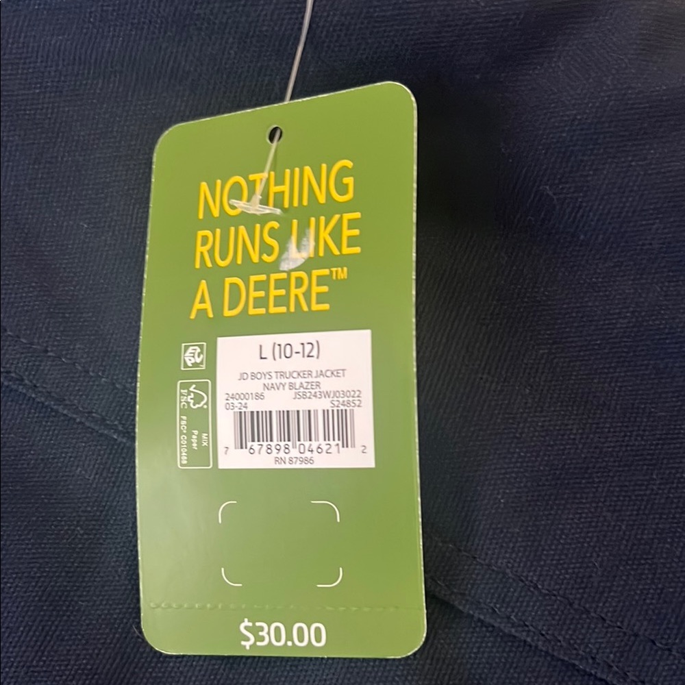 John Deere Kids Navy Jacket Large - Picture 8 of 8